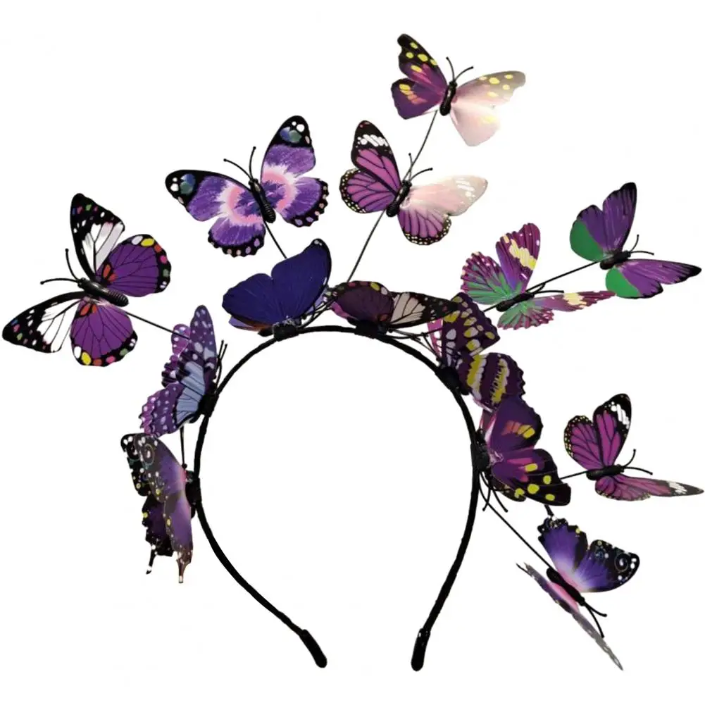 Highlight Hair Hoop Butterflies Headband Colorful Butterflies Decor Headband for Party Wedding Bohemian Hair Band Hoops Women's