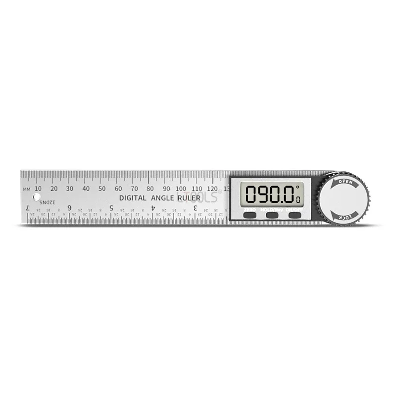 

Electronic Digital Display Ruler 360-degree Adjusting Angle Gauge Stainless Steel Button Locking Measuring Ruler Marking Tools