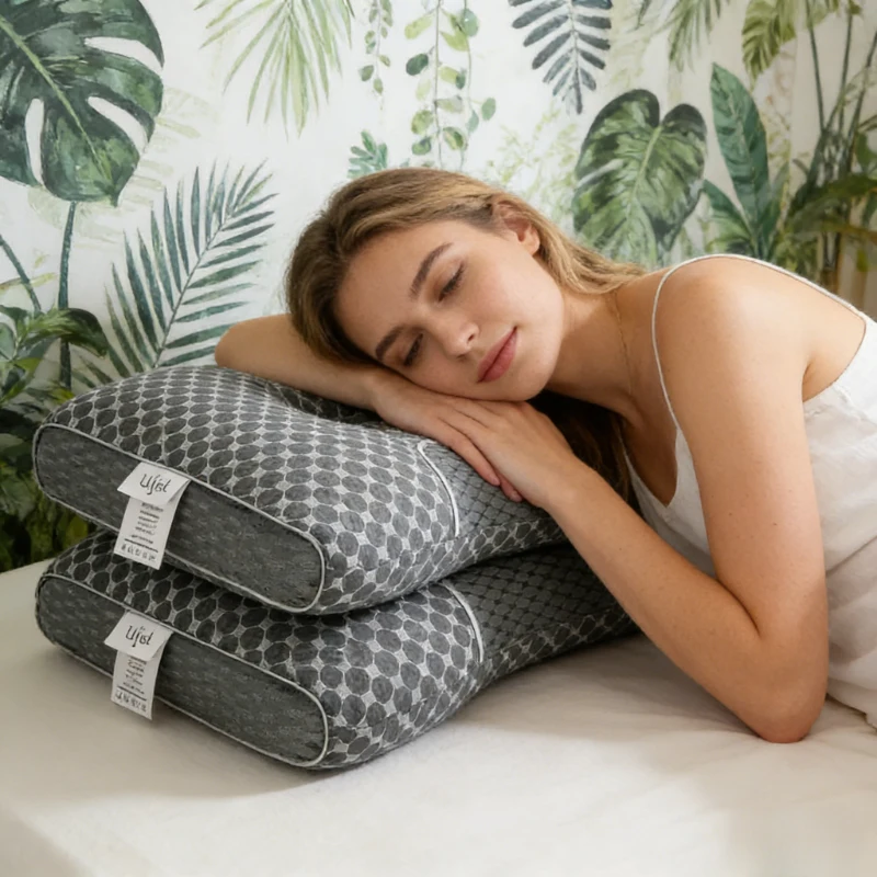 

Набор из 2 массажных подушек для шеи для пар, мягкие, тканые, со съемными наволочками