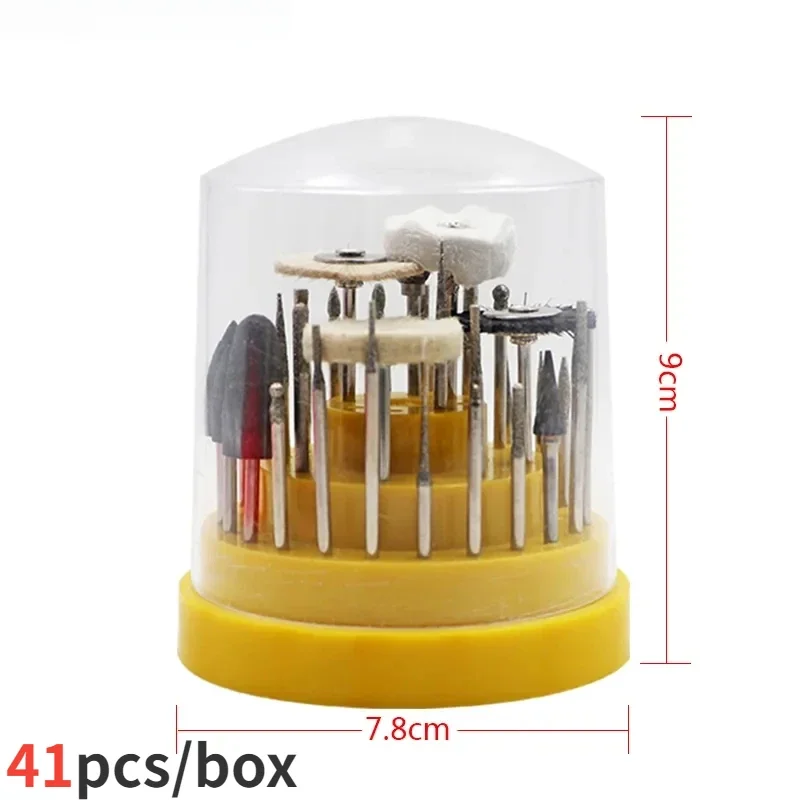 

41PCS/Box Dental Silicone Rubber Rotating Tungsten Steel Polishing Hard Alloy Burr Drill Dental Burst Laboratory Material Tools