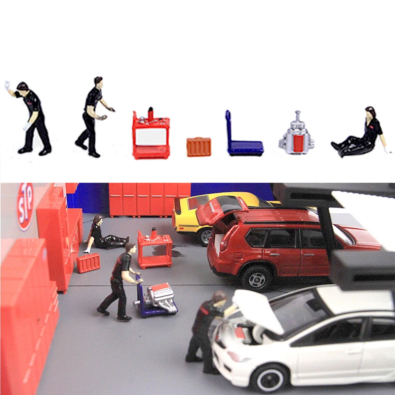 RM 1:64 Automotive Repairman And Tools Scenes Micro Mini Figure Model