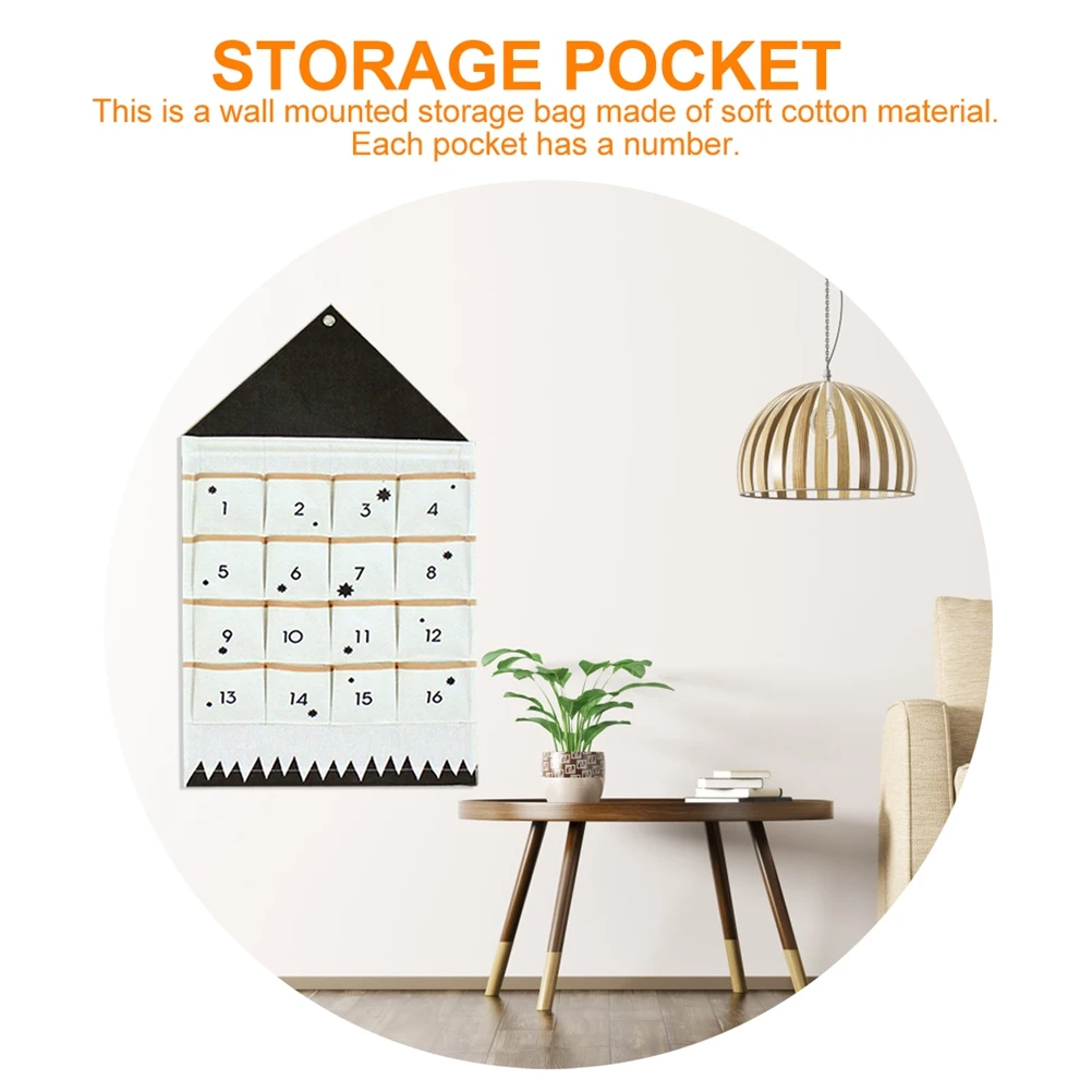 

Wall Hanging Storage Bag Cotton ganizer Pocket Phone Earphone Umbrella Calculator Numbered Easy Find Suitable