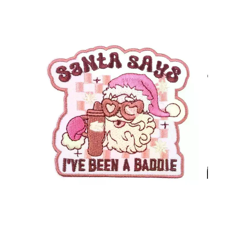 10Pcs Christmas Merry Embroidered Patches Christmas Santa Claus Bow Tree Boots Patch Iron On Patches For Clothing Letter Badges