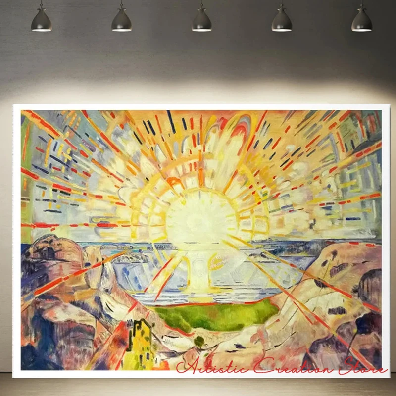 The Sun By Edvard Munch  Expressionism Fine Art Print Canvas Painting Posters for Modern Living Room Office Wall Art Home Decor