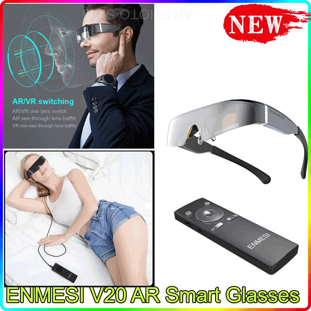 ENMESI V20 AR Smart Glasses All-in-One 3D 4K Display Headset Steam Computer/Phone Not VR Virtual Reality Metaverse Games ENMESI