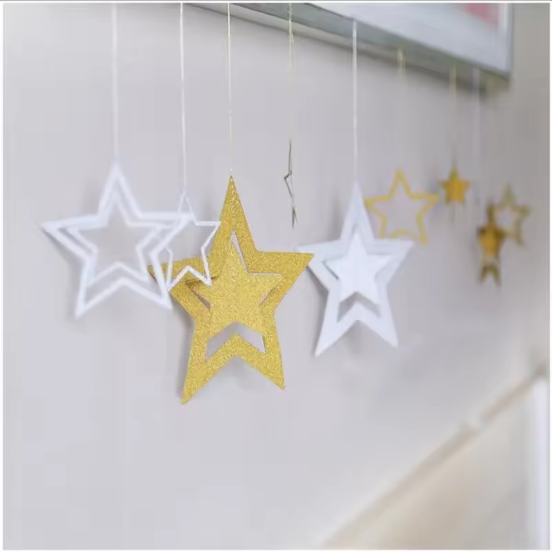 7 unids/set guirnaldas de papel de estrella hueca pancarta colgante para decoraciones navideñas de boda suministros de fiesta de cumpleaños para niños Baby Shower