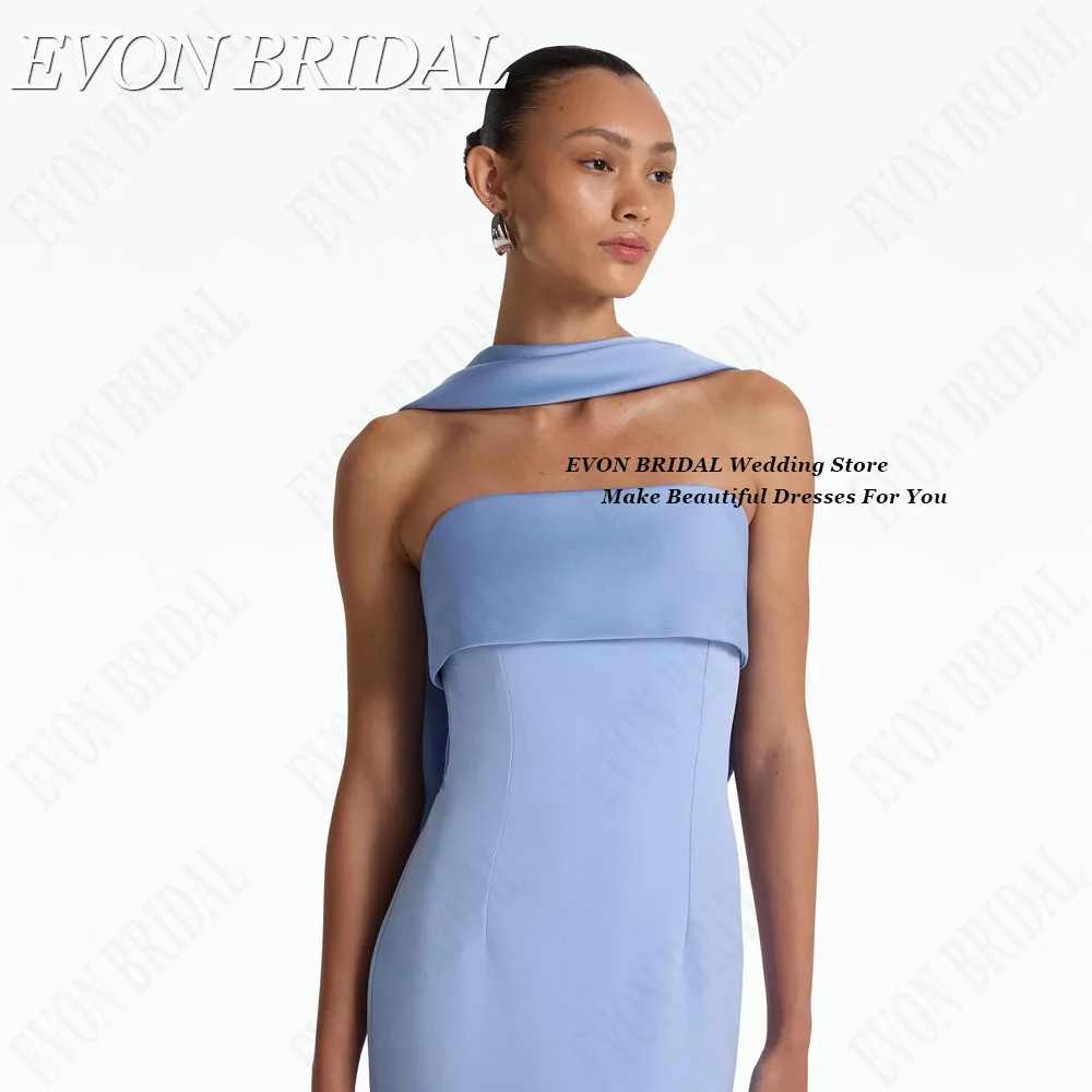 EVON BRIDAL Sleeveless Celebrity Red Carpet Dresses Satin Strapless Sky Blue Evening Gown فساتين للمناسبات الخاصة Mermaid Custom