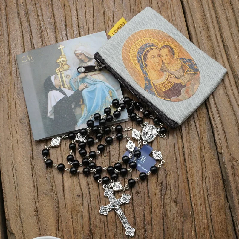 Rosary Rosary Crucifix Pendant Our Lady of Miraculous Agate Necklace Bracelet Catholic Prayer Jewellery Holiday Gifts Keepsakes