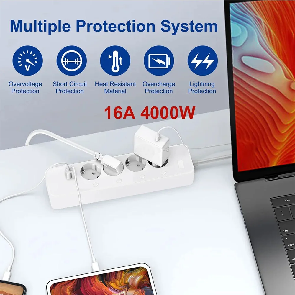 LELLKI Zigbee Power Strip With Power Monitoring Usb Socket 220V Eu Korea Plugs Tuya Smart Life Alexa Google Yandex Alice Voice