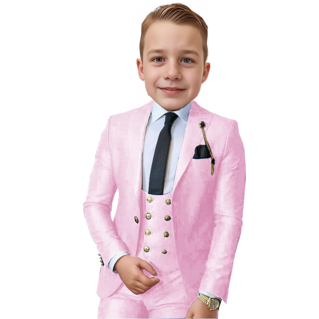 Black Boys Suits Jacket Pants Vest Three Pieces Formal Tuxedos Wedding  Blazer Classic Suit For Boy Prom Evening Party Dress 