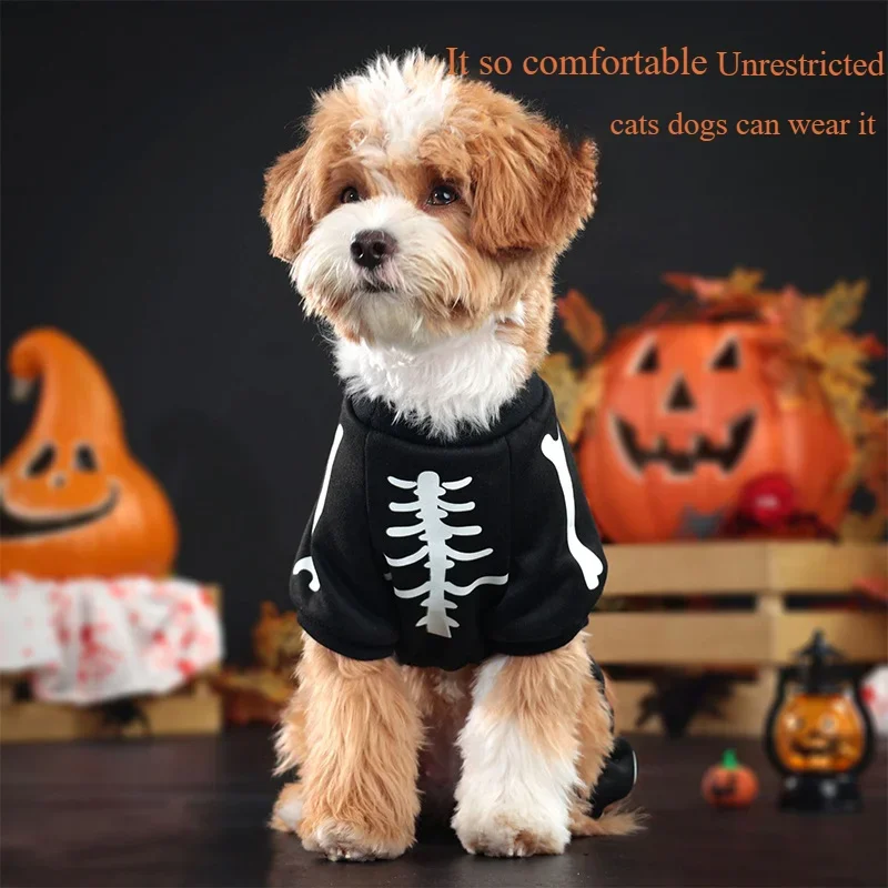 

Pet Dog Clothes Halloween Party Festival Four Legged Funny Skeleton Transformation Costume Night Light