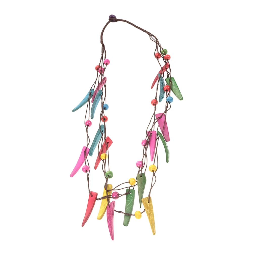 

1 шт. деревянные бусины ожерелье из скорлупы кокоса многослойный плетеный круг узор красочная ракушка в богемном стиле модный подарок украшение