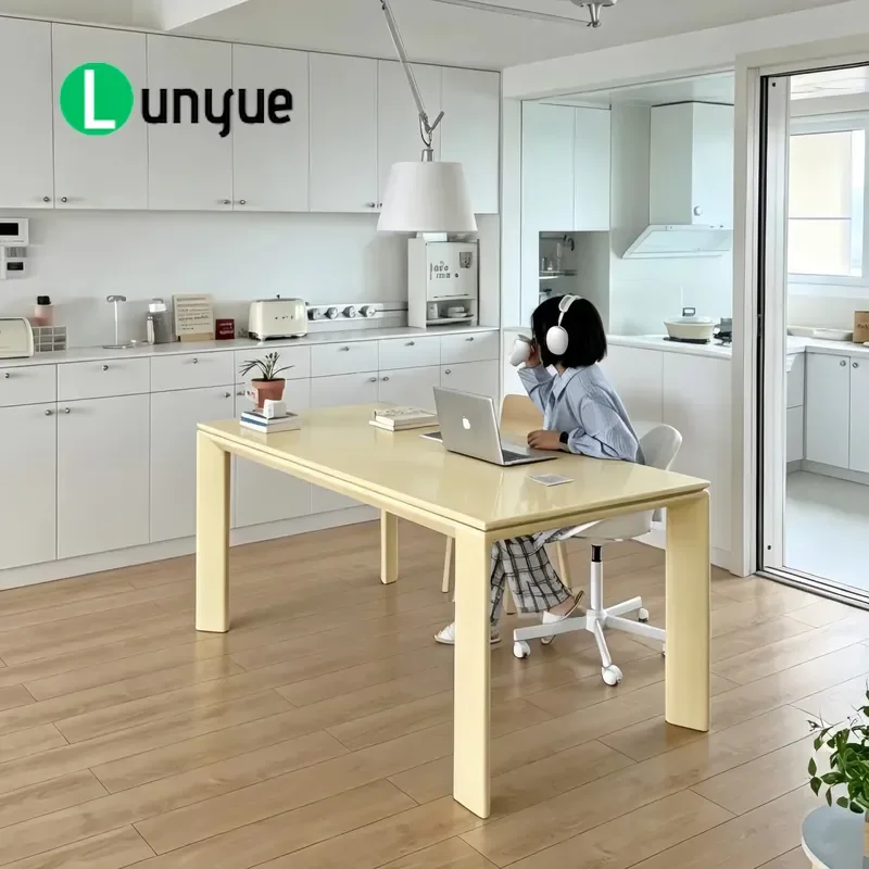 Nordic Minimalist Rectangular Dining Table Cream Style Home Desk Conference Table Workbench Modern Furniture for Living Room