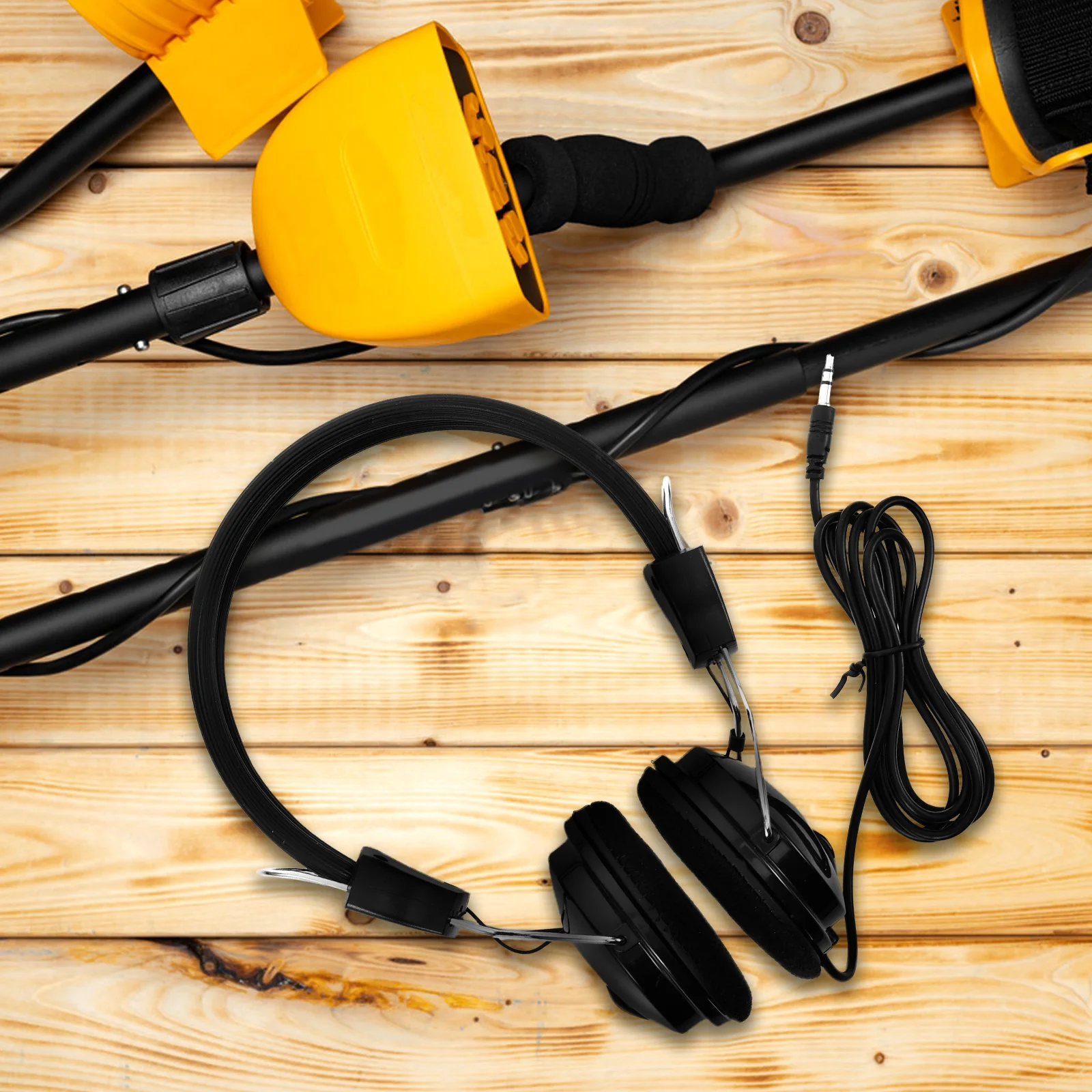 

Metal Headphone Lightweight Comfortable Black Plastic Tool Extendable Treasure Hunting Portable Accessory Durable Plug