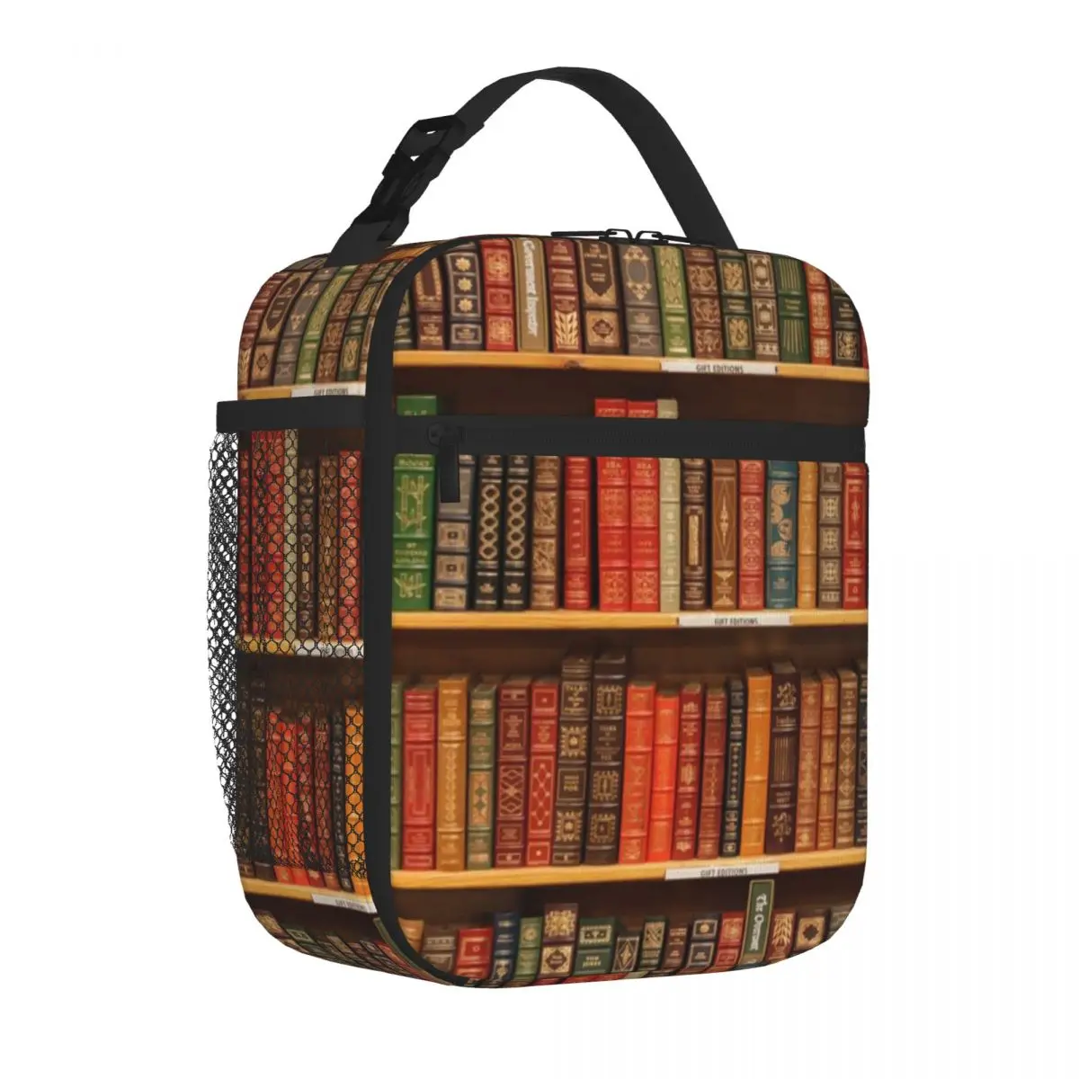 Hot Sale Vintage Book Spine Art Plain Design Food Tote Bag Boating Trip Insulated Tote