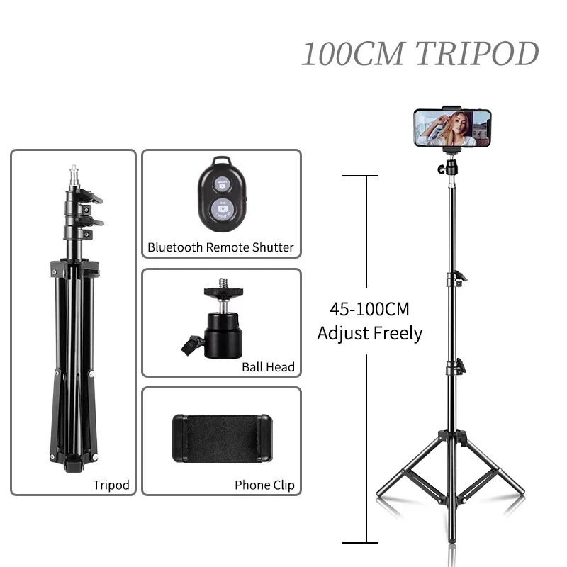 Selfie Statieven Met Clip Bluetooth Controller Aluminium Lichtstatief Voor Telefoon Stand Mount Digitale Camera Statief 200/170/150/100cm