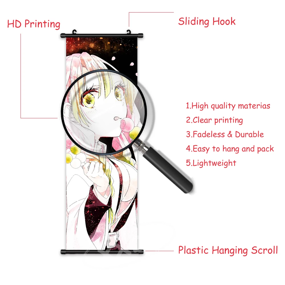 Dämon Sayaer Scrolls Bild Himejima Gyoumei Wandkunst Tomioka Giyuu Home Decor Rengoku Kyoujuro hängende Malerei Anime Poster – Detail 6
