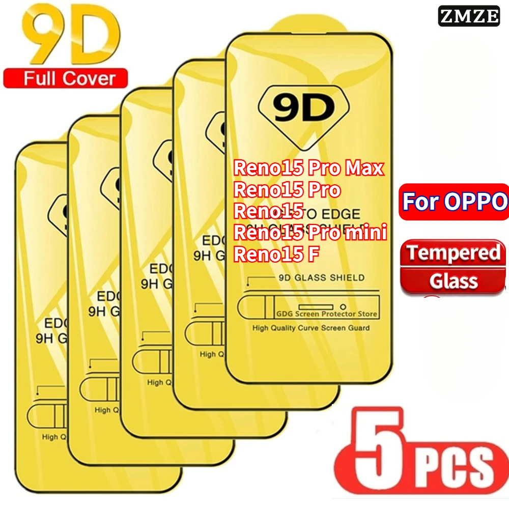 5PCS Full Cover Screen Protector for OPPO Reno 15C/15 FS Tempered Glass for OPPO Reno 15 Pro Mini/Reno 15 Pro Max Tempered Glass
