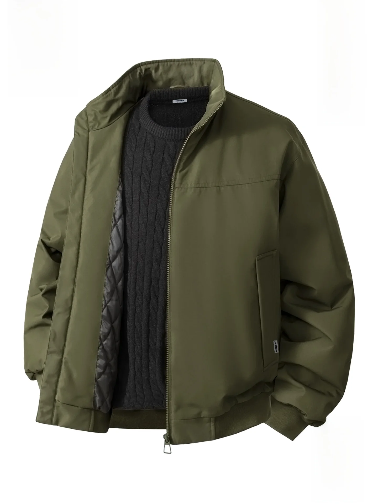 

Утепленная хлопковая куртка для мужчин: зимняя теплая верхняя одежда с молнией, защитой от ветра, длинными рукавами, повседневная, модная