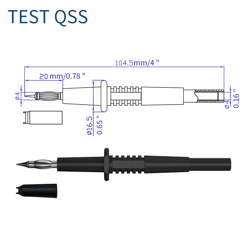 QSS 2PCS Test  Pin 1MM Test Probe Tips Electrical Connector 4MM Female Banana Plug Multi-meter Needle Q.30017