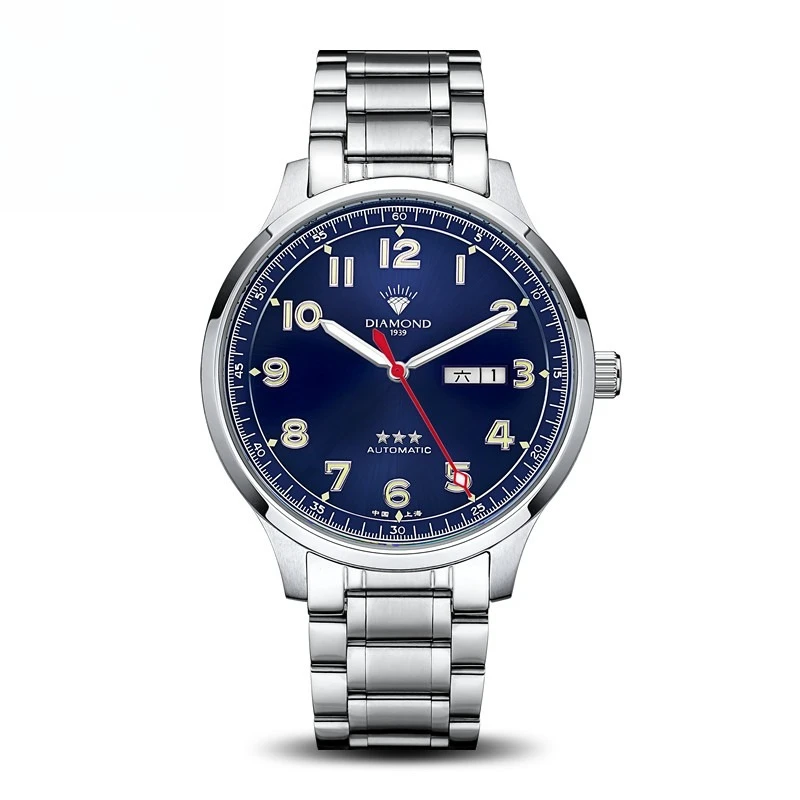 

Shanghai Diamond Brand Watch Automatic Mechanical Big Three-pin Luminous Fashion Casual Domestic Genuine Men's Watch S102