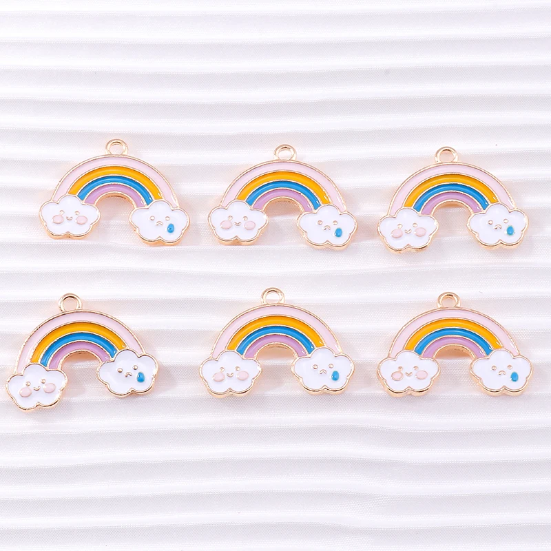 10 teile/los Cartoon Emaille Regenbogen Wolken Charms für Schmuck Machen Frauen Mode Tropfen Ohrringe Anhänger Halsketten DIY Handwerk Geschenk – Detail 13