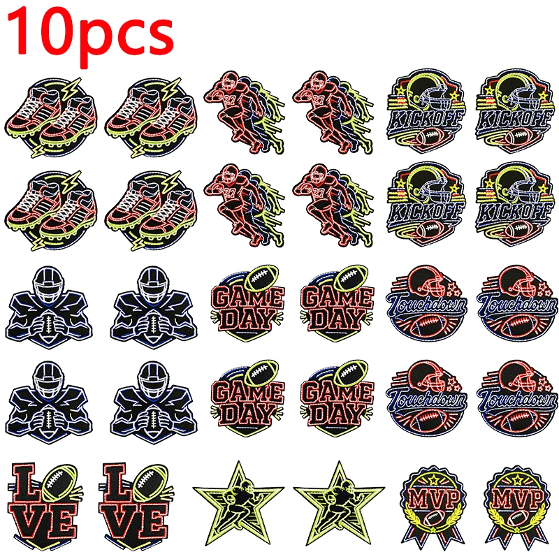 10PCS Cool Volleyball Embroidered DIY Patch Game Day/MVP Patch Iron On Patches For Clothing Hats Clothes Competition Decorations
