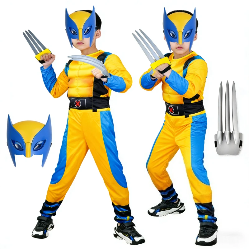 Film super-héros Wolverine Cosplay Costume Muscle body combinaison griffes de loup masque Halloween noël carnaval Cosplay ensemble de costumes