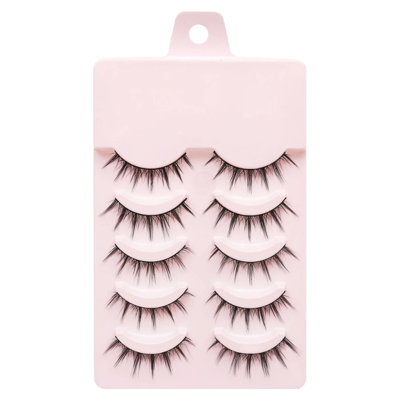 5 Pairs Eyelashes Manga Lashes Natural False Natural short Transparent Terrier Lashes Clear Band Soft Eyelashes Extension Makeup
