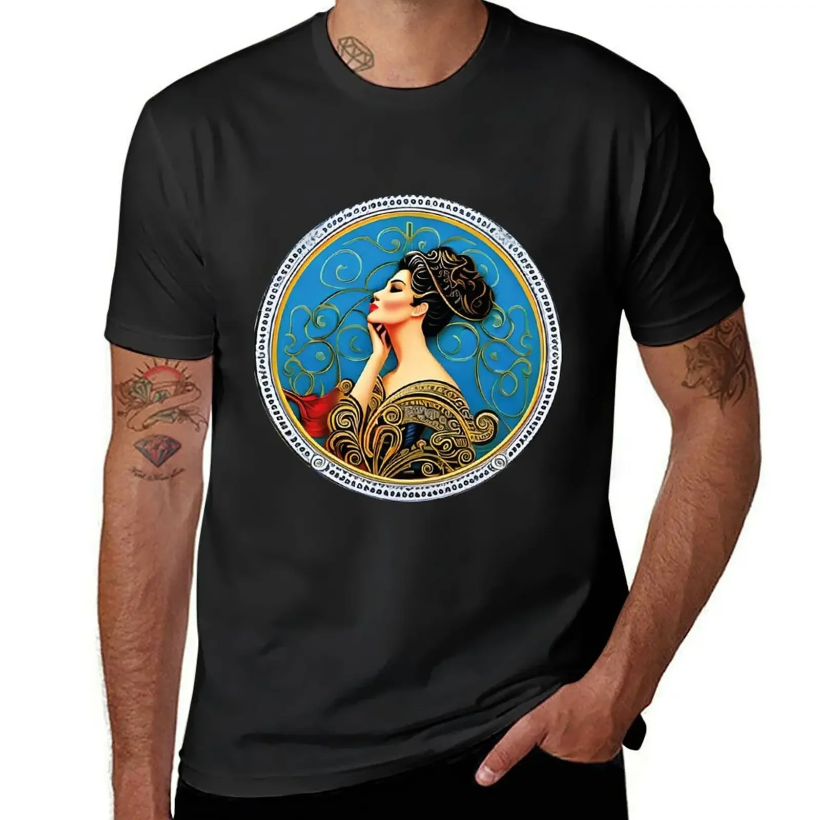 Picture of a beautiful woman in an extraordinary art style T-Shirt heavyweights customs heavyweight t shirts for men