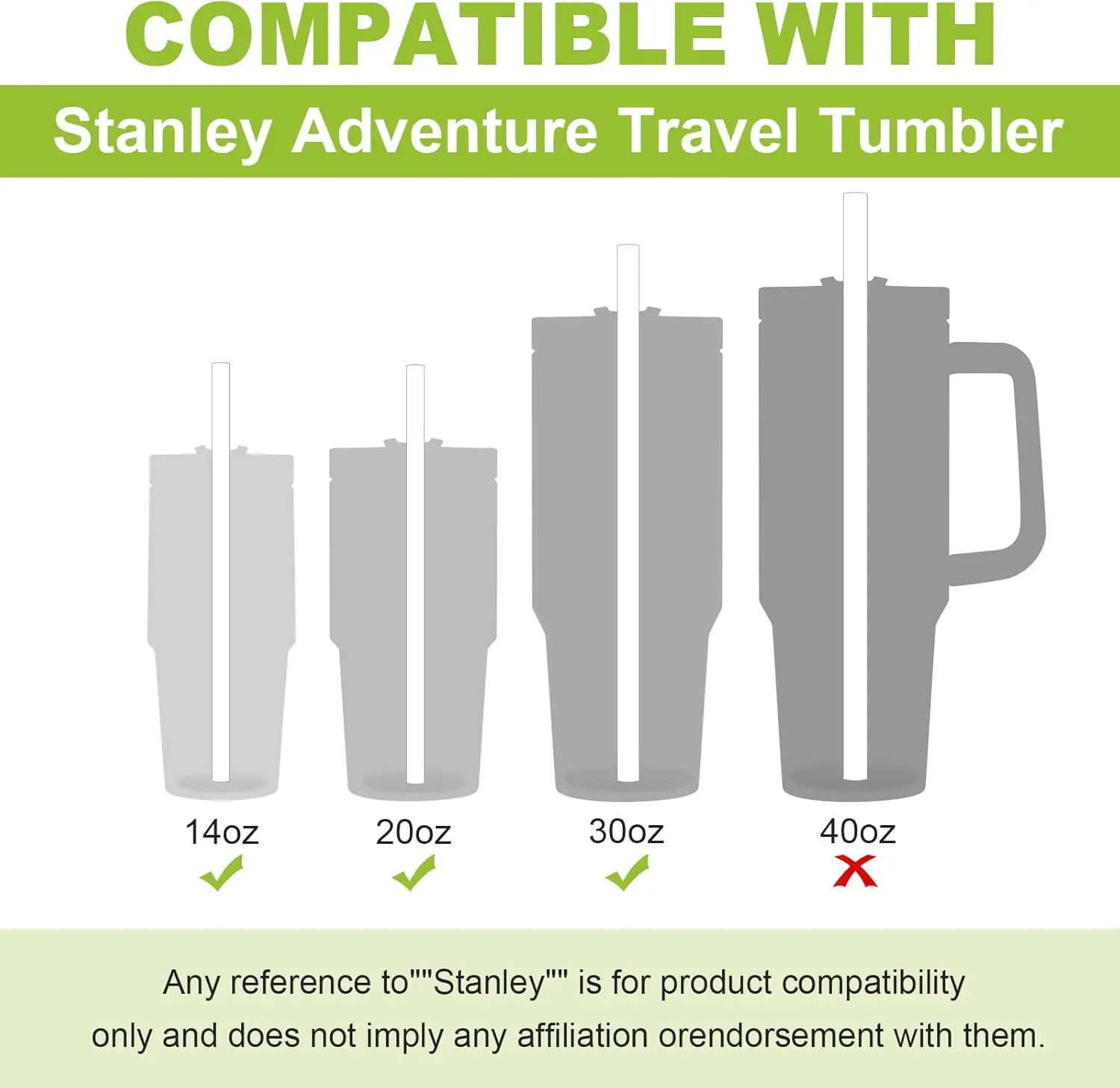 6 Pack Reusable Straws Plastic Straws with Cleaning Brush Compatible with Stanley 20&30 oz Stanley Adventure Tumbler view 3