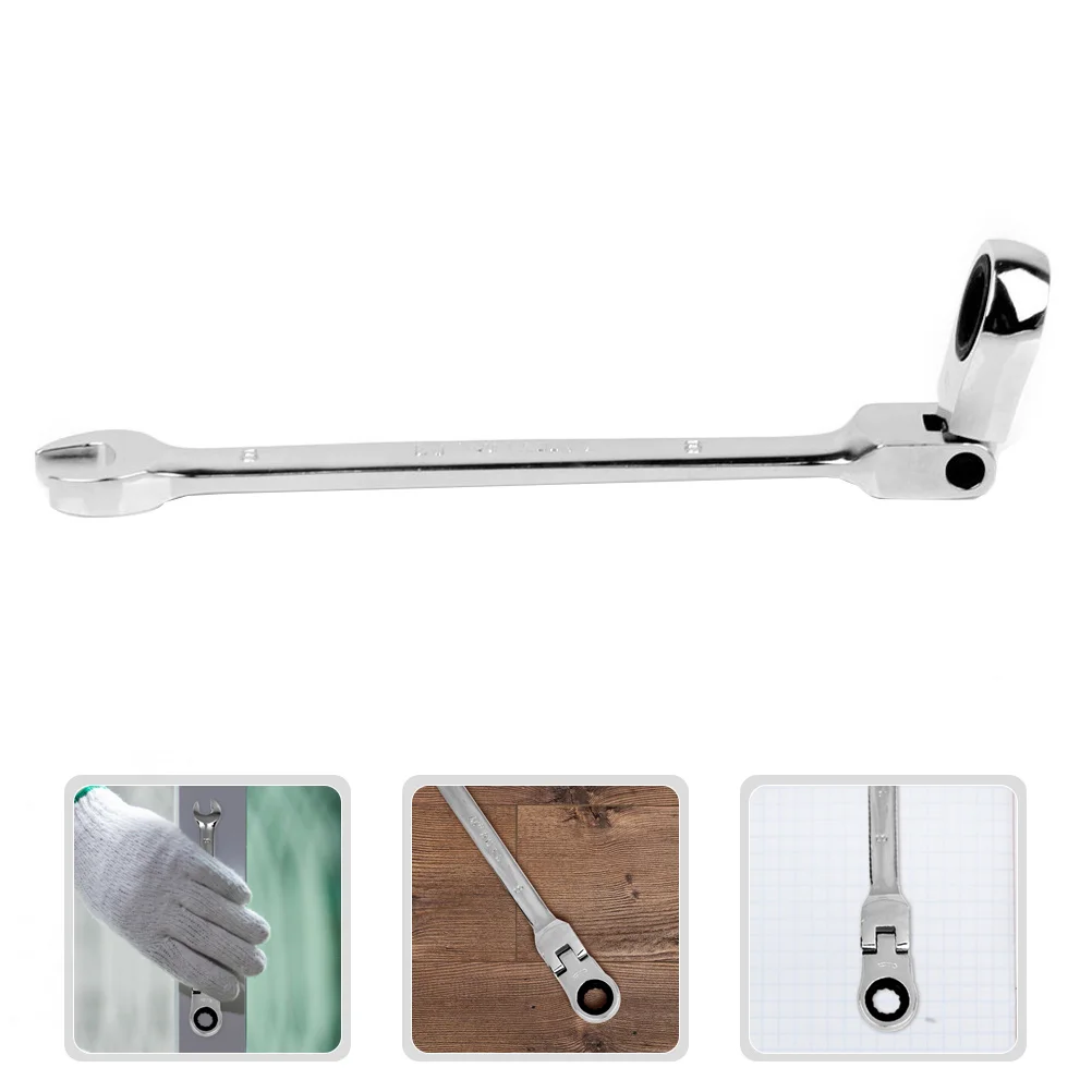 

8Mm Flexible Head Ratchet Combination Wrench Spanner Vanadium Steel Alloy 45-48 140Mm Silver Home Factory Use Hand Tool