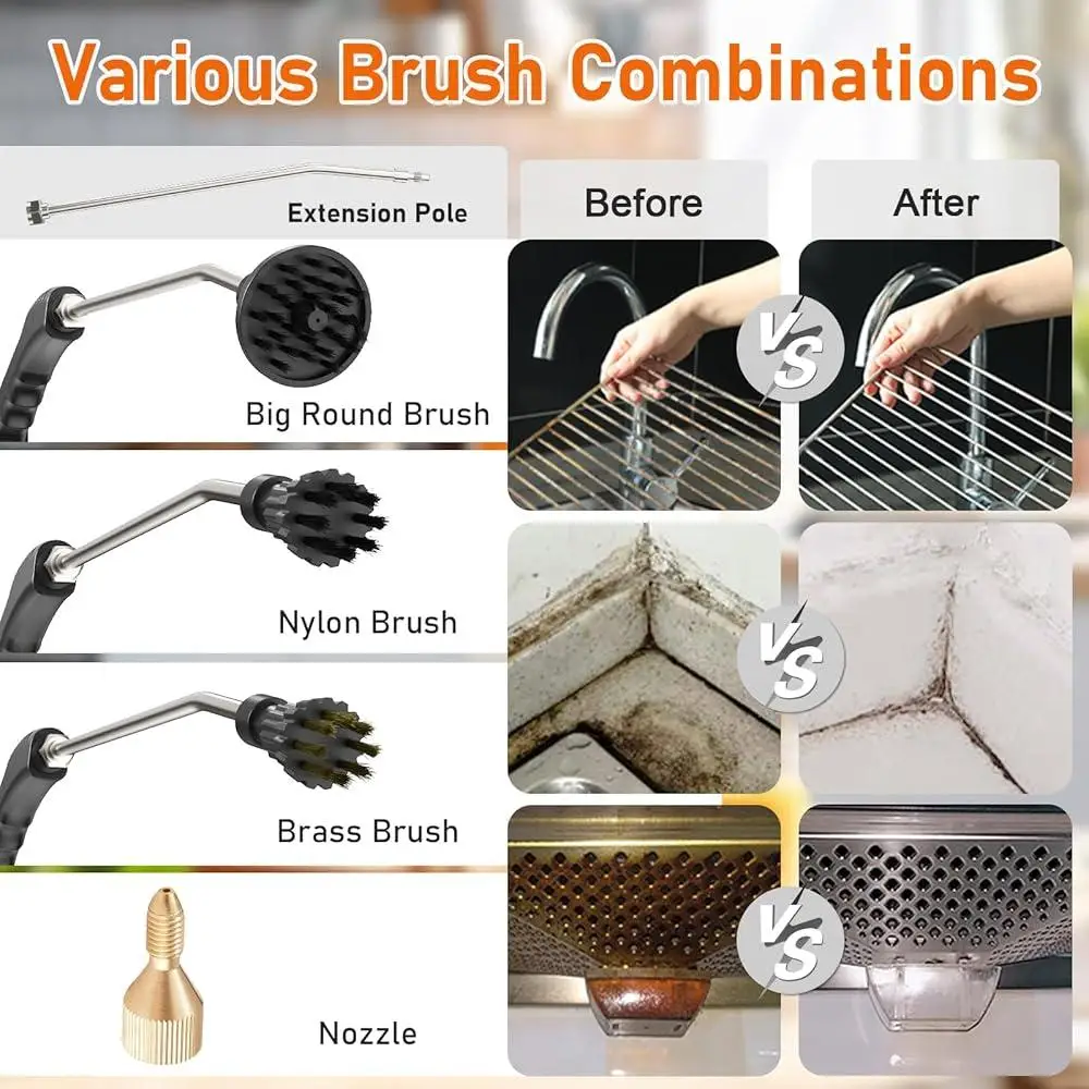 2500W High Temperature Handheld Steam Cleaner Portable High Pressure Steamer Deep Cleaning Couch Grout Appliances Rapid Heat Up