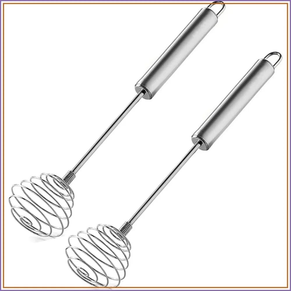

Stainless Steel Spring Coil Whisk Set 2 Pack, Wire Egg Beater for Cooking Mixing Blending, 8.7 Inch Kitchen Hand Mixer