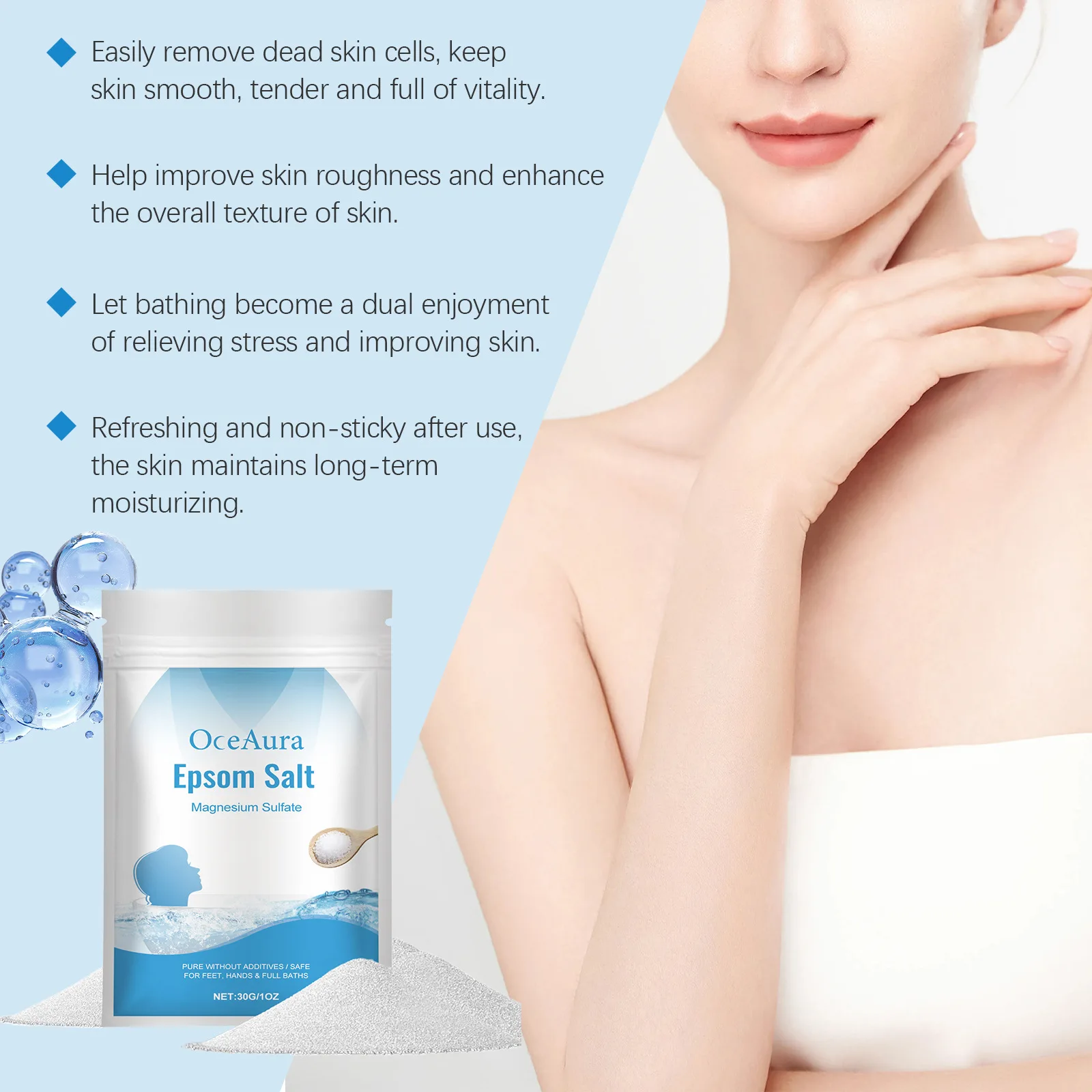 Epsom Salz Magnesiumsulfat Feuchtigkeitsspendendes Peeling Reine natürliche Füße Hände Bad Körper Entspannung Muskelentlastung Detox Hautpflege