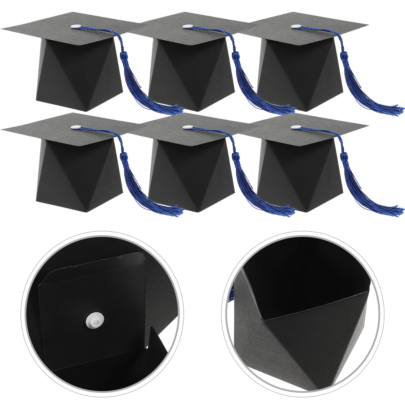

50pcs Graduation Candy Boxes Packaging Yellow Tassel Material Perfect for Parties Gifts Sweets Container