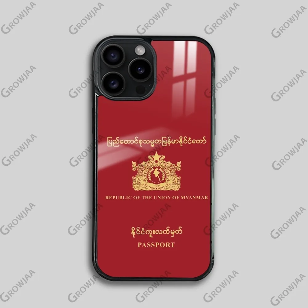 Coque de téléphone à motif de passeport du Myanmar, étui magnétique sans fil, miroir Magsafe, iPhone 16 15 14 13 12 11 Pro Max Plus Mini