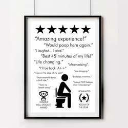Black White Bathroom Quote Sign Print Poster Amazing Experience Would Poop Here Again Toilet Art Canvas Painting Bathroom Decor