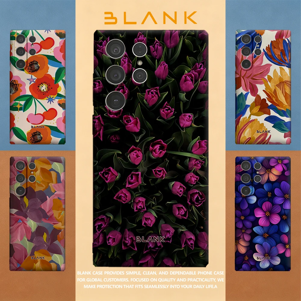 Violet Tulip Field For Samsung Galaxy S26 S25 S24 A56 A36 Phone Case Protection Cover for Women Girl Blank
