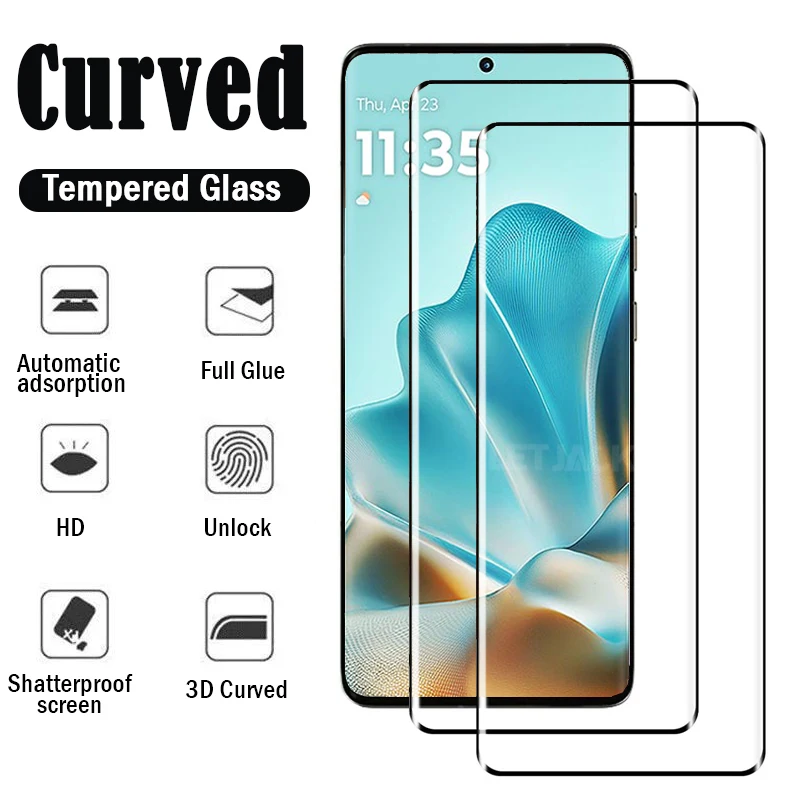 

Защитная пленка с полным клеем для Motorola Edge 60s 60 50 Изогнутое закаленное стекло Fusion для Edge + 2023 2024 2025 Защитная пленка