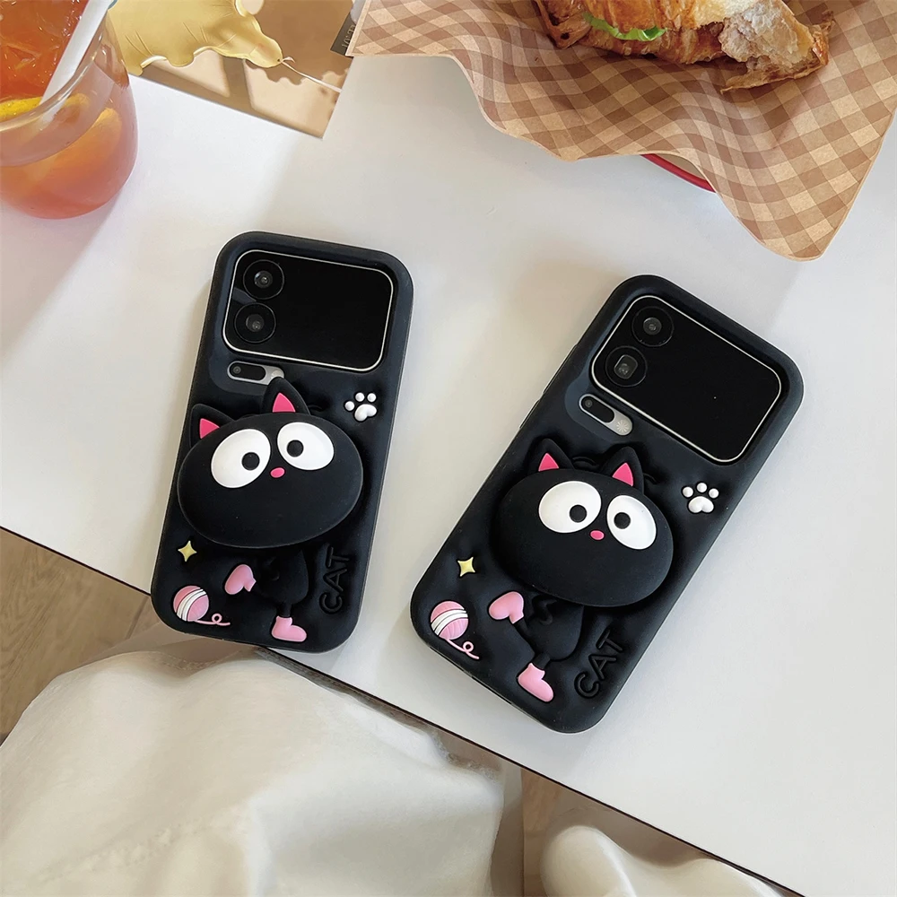 Niedliche 3D-Cartoon-Handyhülle mit schwarzer Katze, weiche Silikonhülle für Xiaomi 17 Pro Max, stoßfeste Schutzhülle mit Ständerfunktion, Fundas – Detail 5