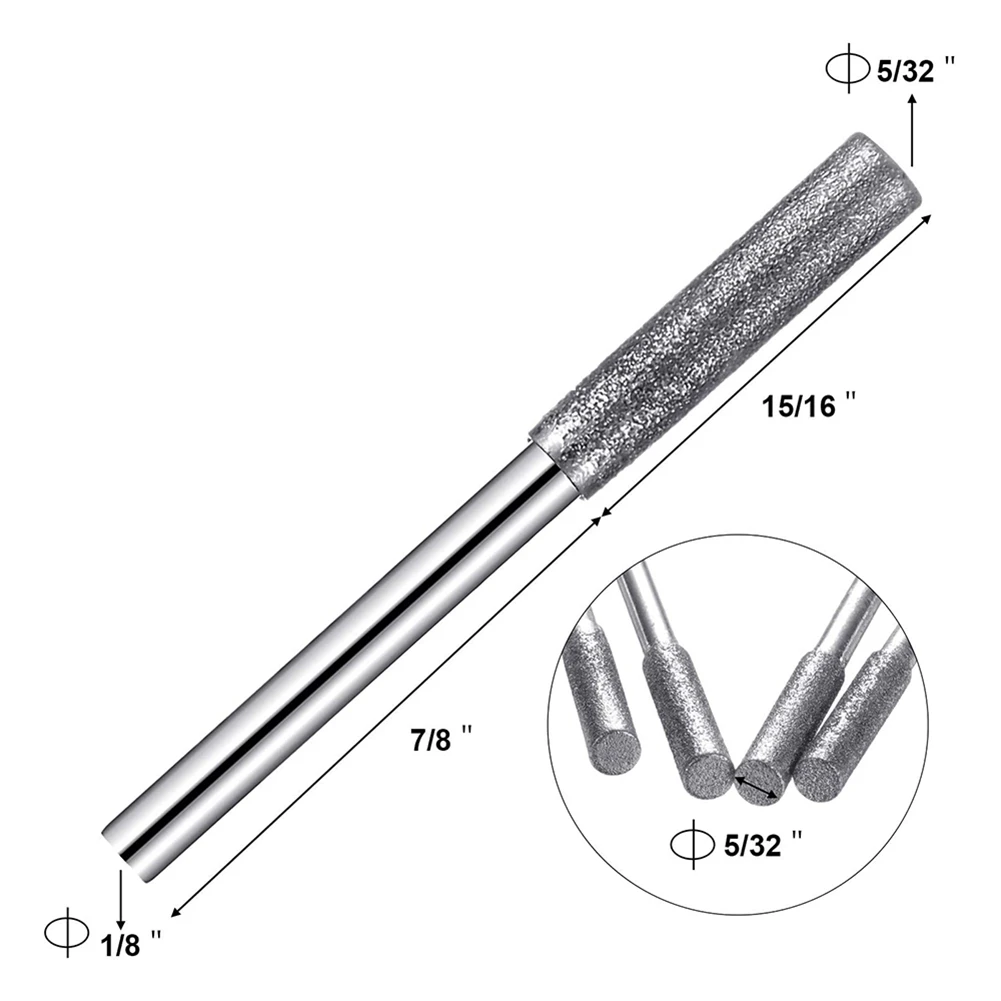 

ABRW-40 Pcs Chainsaw Sharpener Stone Diamond Coated Cylindrical Burr Polishing Grinding Tool Grinding Bits, 5/32 Inch/ 4 Mm