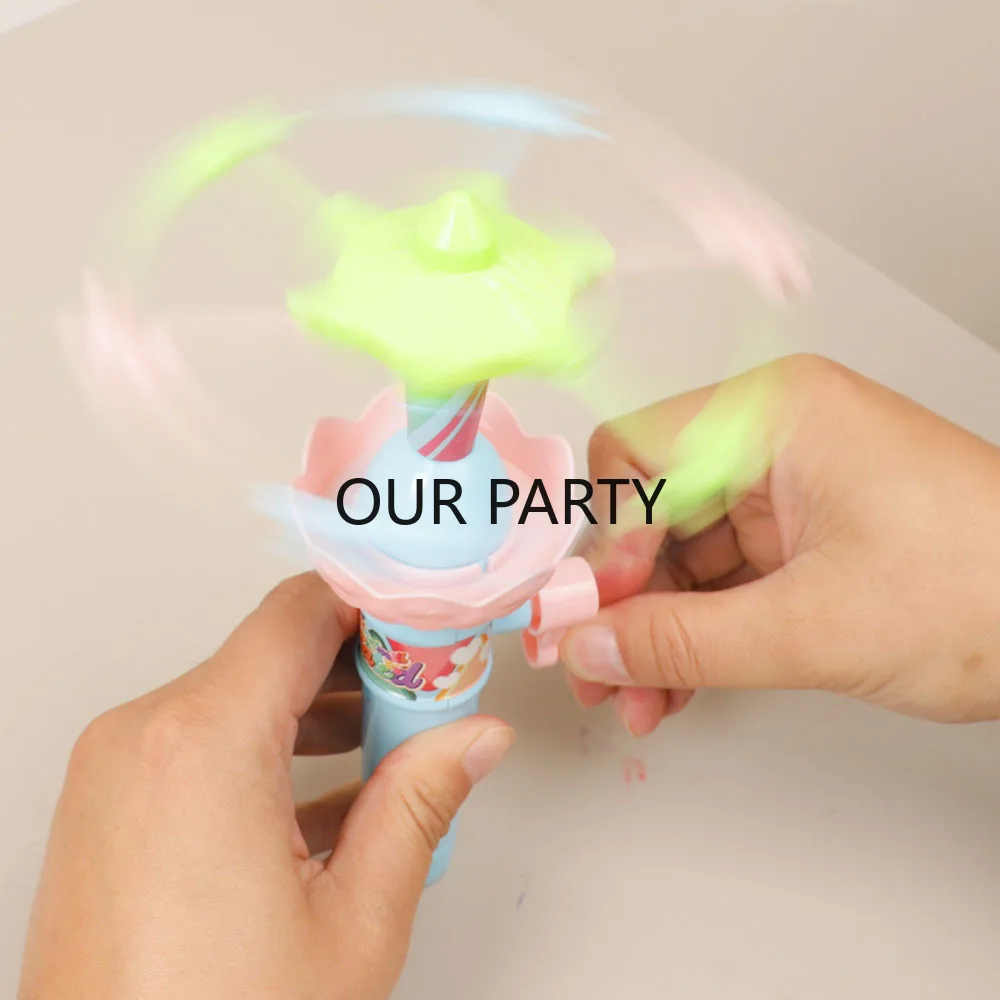 3-teiliges rotierendes Karussellspielzeug aus Kunststoff mit Handkurbel und LED-Leuchten für Kindergeburtstagspartygeschenke, Pinata-Füller, Schulbelohnungen – Detail 6