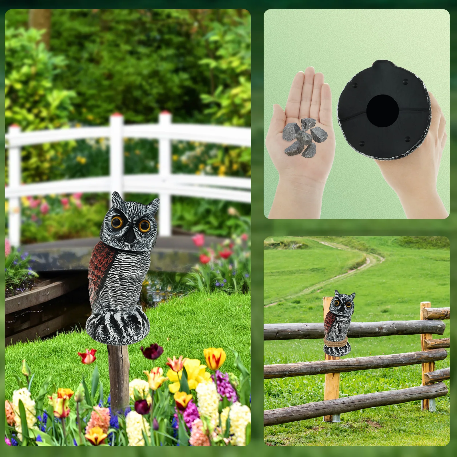 1/2 Pcs Owl Scare Bird Repeller Owl Prowler Decoy Protection Repellent Pest Control Scarecrow Decoy Lifelike Owl Bird Deterrent