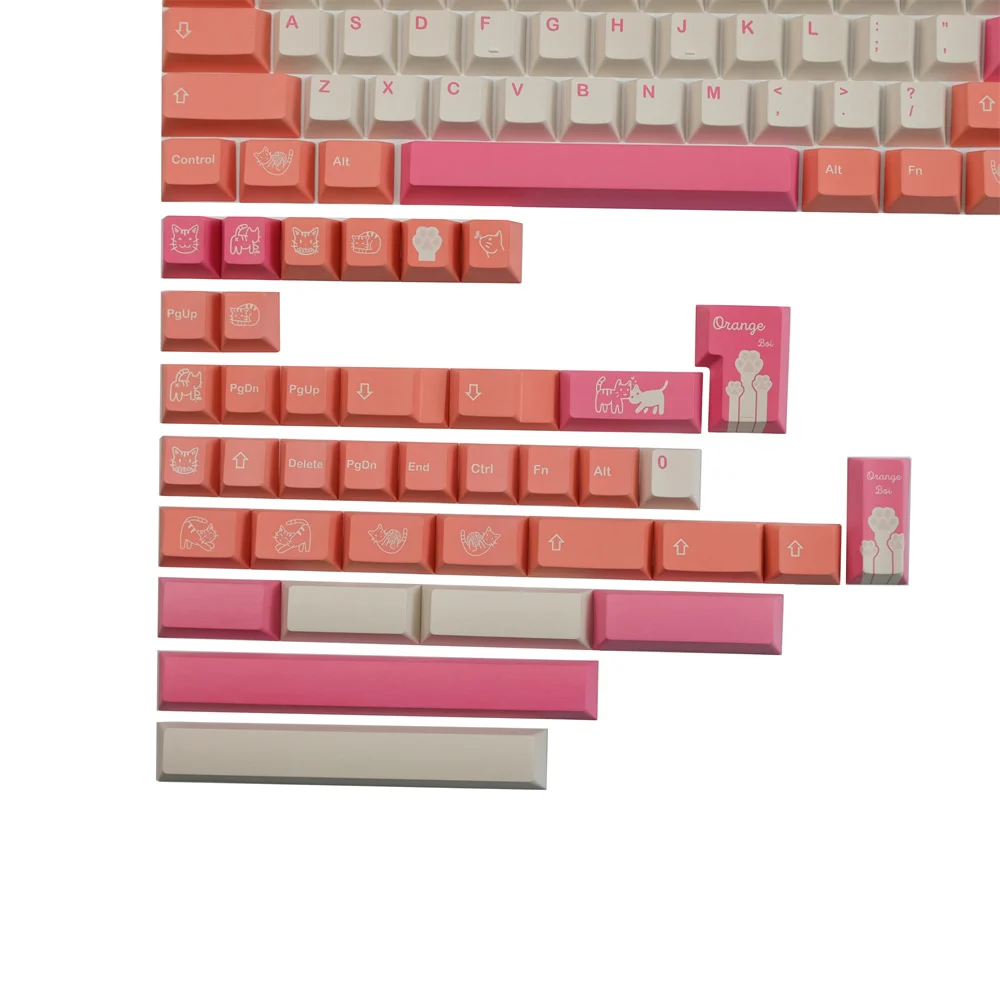 Imagem -05 - Gmk Orange Cat Keycap Perfil Cereja 142 Chaves Iso Enter Dye Subbed Full Pbt Keycaps para Teclado Mecânico Interruptores mx