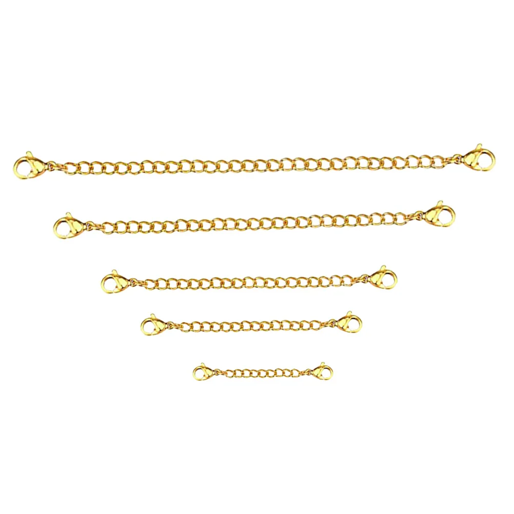 

5Pcs Necklace Extender Chains Lobster Clasp Stainless Steel Multiple Lengths Bracelet DIY Jewelry Kit Extender Chain