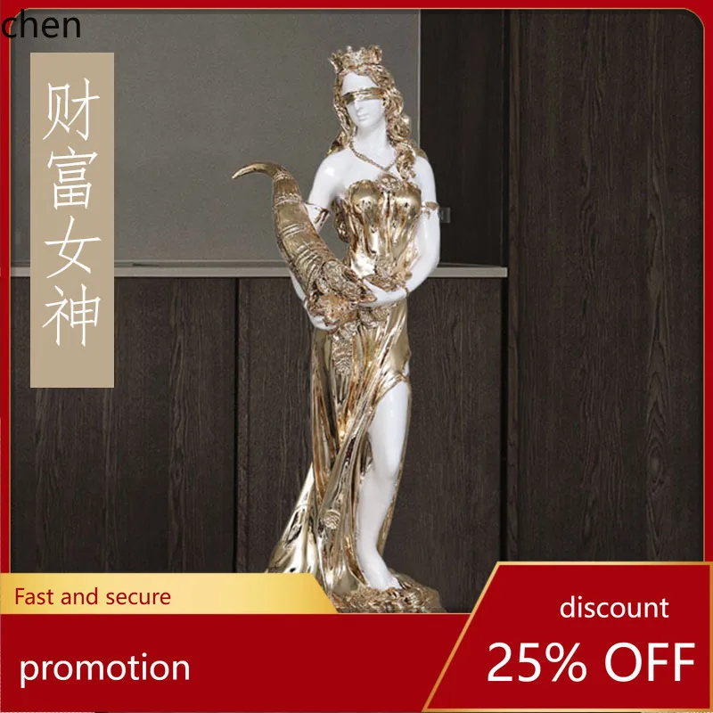 

HT Wealth Goddess Figurine Beauty Character Sculpture Model Room Living Room Home Decoration Wealth-Attracting Soft Decoration