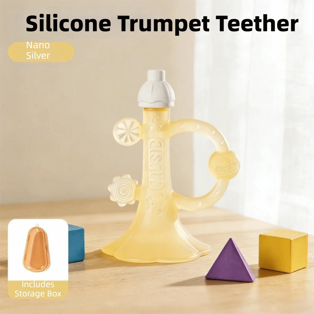 New Food-Grade Silicone Small Horn Teether BPA Free Anti-Drop Baby Silicone Toy Ergonomics Chewable Chew Toy Infant Teething