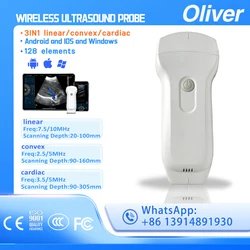 Wireless Ultrasound Probe scanner 3-in-1 Double Heads for Android IOS Apple Windows Systems128 Elements Color Doppler Probe