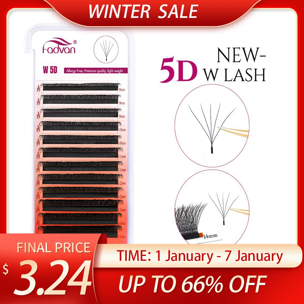 FADVAN 5D Lashes W Shaped Eyelashes Natural C/D/L/M Curl  W Shape Eyelash Extensions